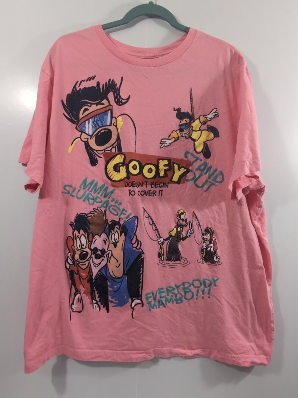 Disney Goofy Movie Graphic T-Shirt Pink Cartoon Tee Size 2X Max Powerline Doodle